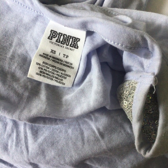 VICTORIAS SECRET PINK Y2K PURPLE SEQUIN TEE XS - Picture 7 of 14